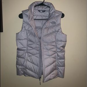 silky grey north face vest